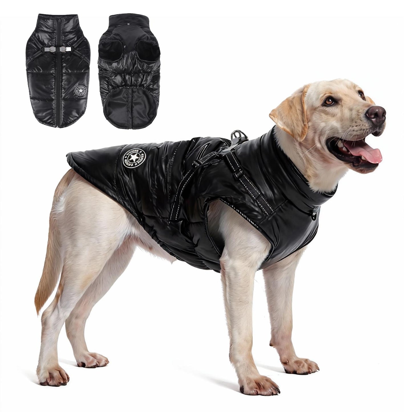 Reflective Warm Dog Jacket, Shiny Thick Dog Coat for Fall & Winter, Padded Pet Clothes for Cold Weather