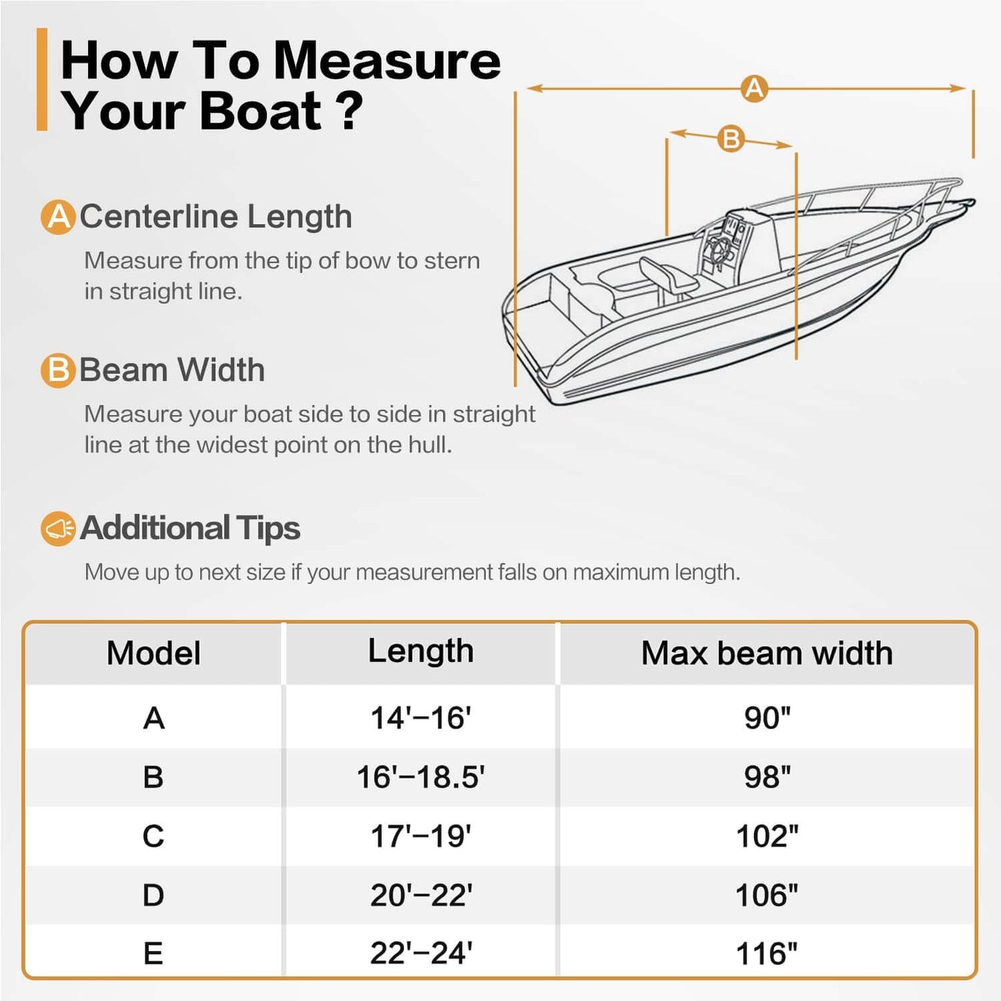 Center Console Boat Cover 900D Waterproof Heavy Duty Trailerable Boat Cover for CC Boat with Motor Cover and 11 Tie Down Strap