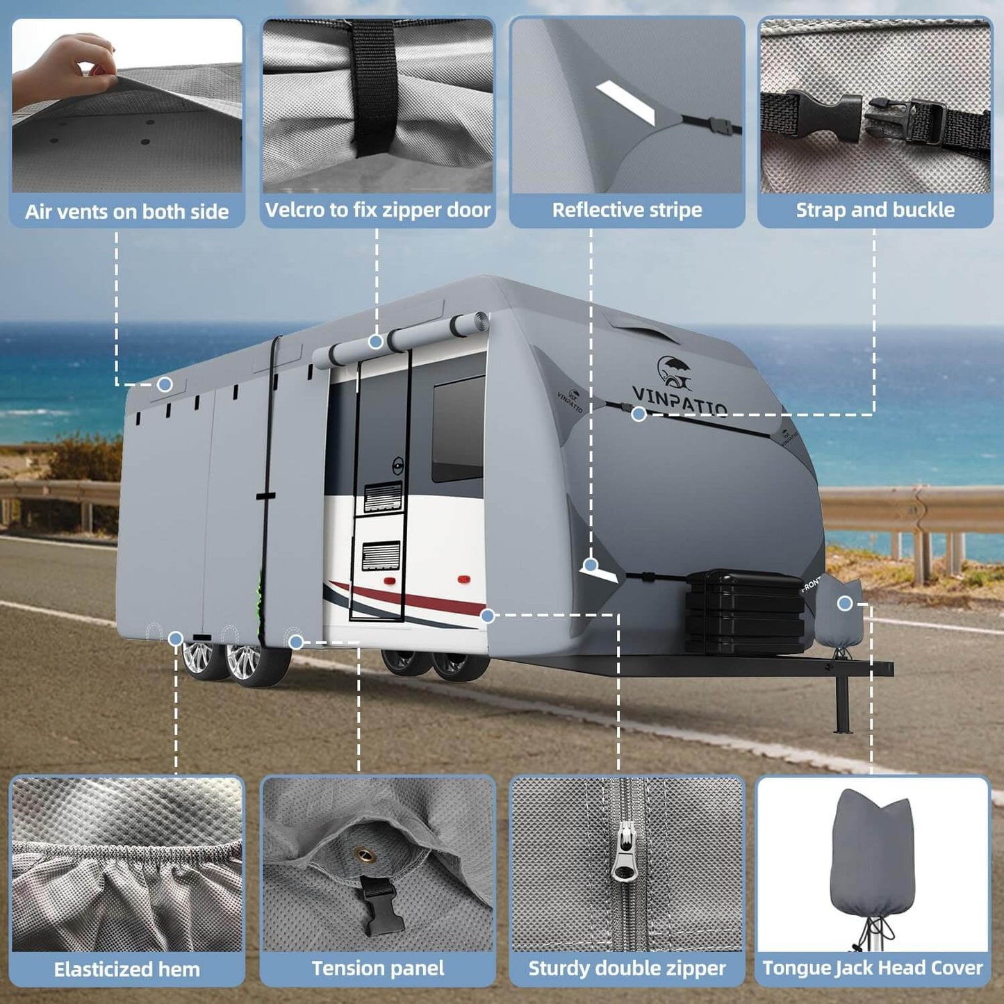 7 Layer Travel Trailer Camper RV Cover Toy Hauler Duty Cover