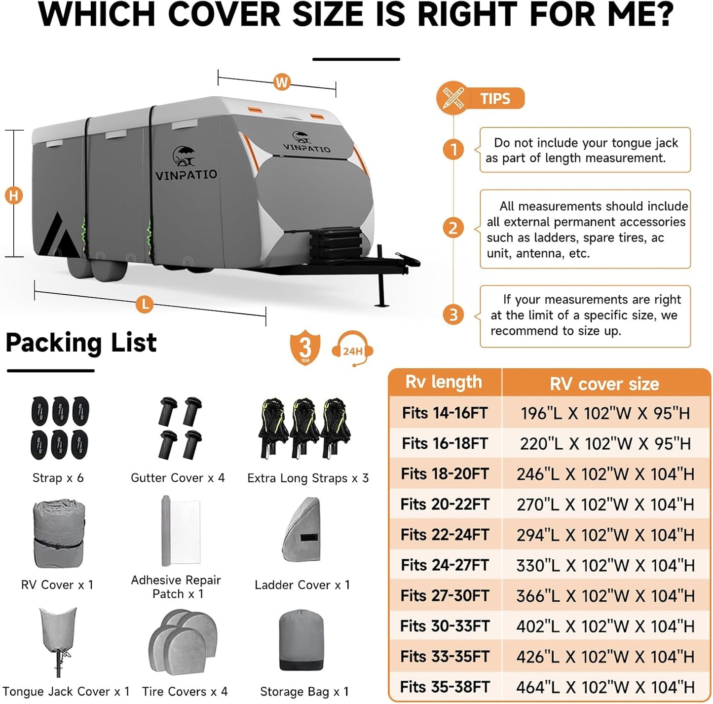 Travel Trailer RV Cover Toy Hauler Duty Cover Fits RV Camper Cover