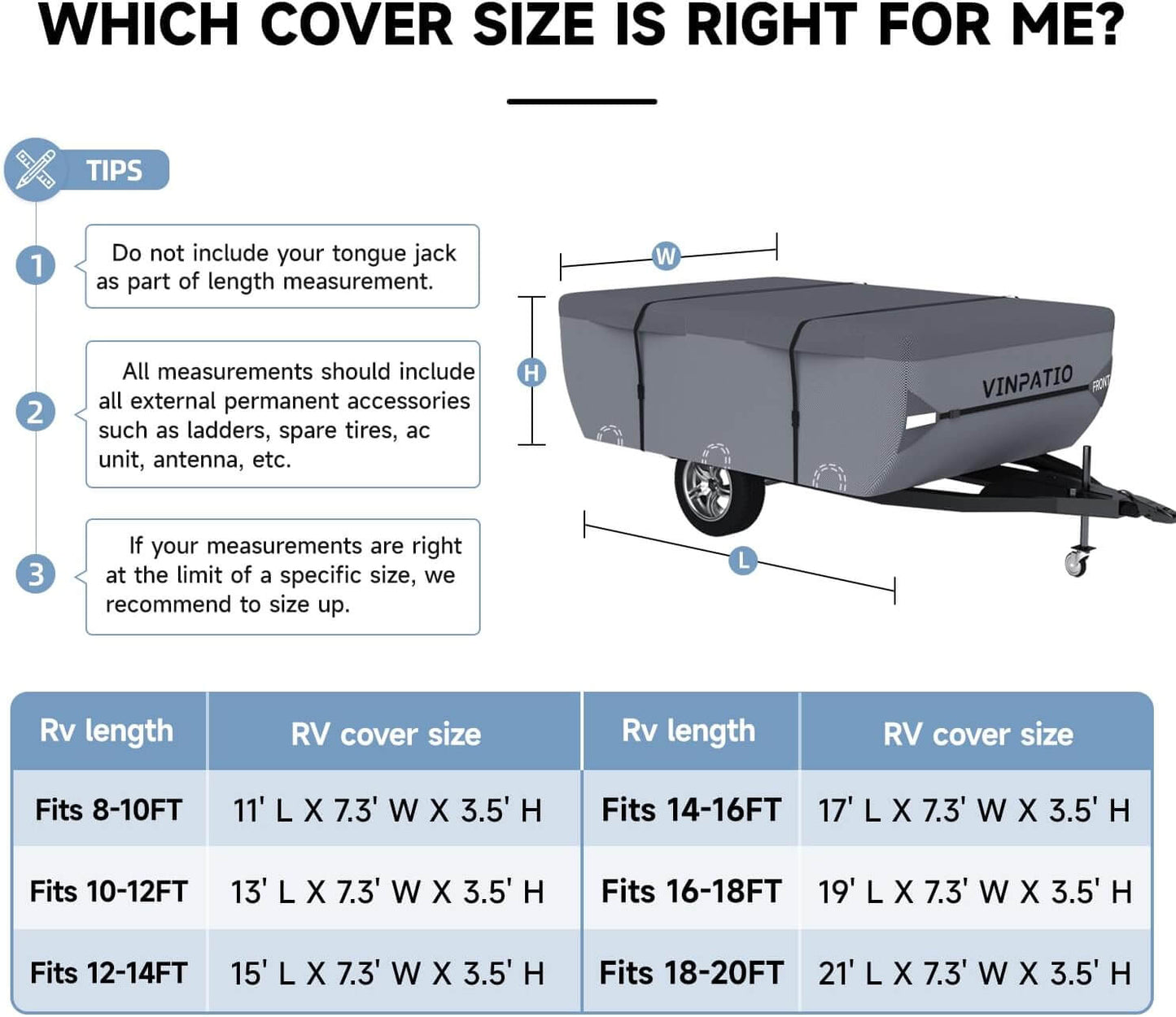 Pop Up Camper Trailer 7 Layer RV Cover Duty Covers
