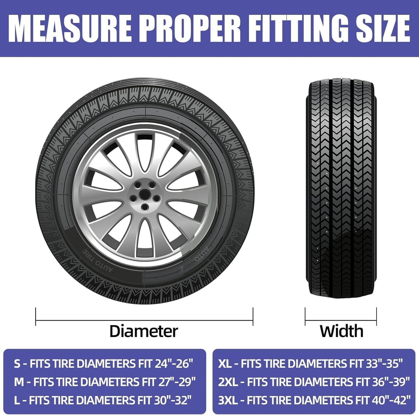 Vinpatio 4 Pack Rough Vinyl Tire Covers, Waterproof Wheel Protectors with Soft Lining for RV Travel Trailer Camper Motorhome SUV and Truck