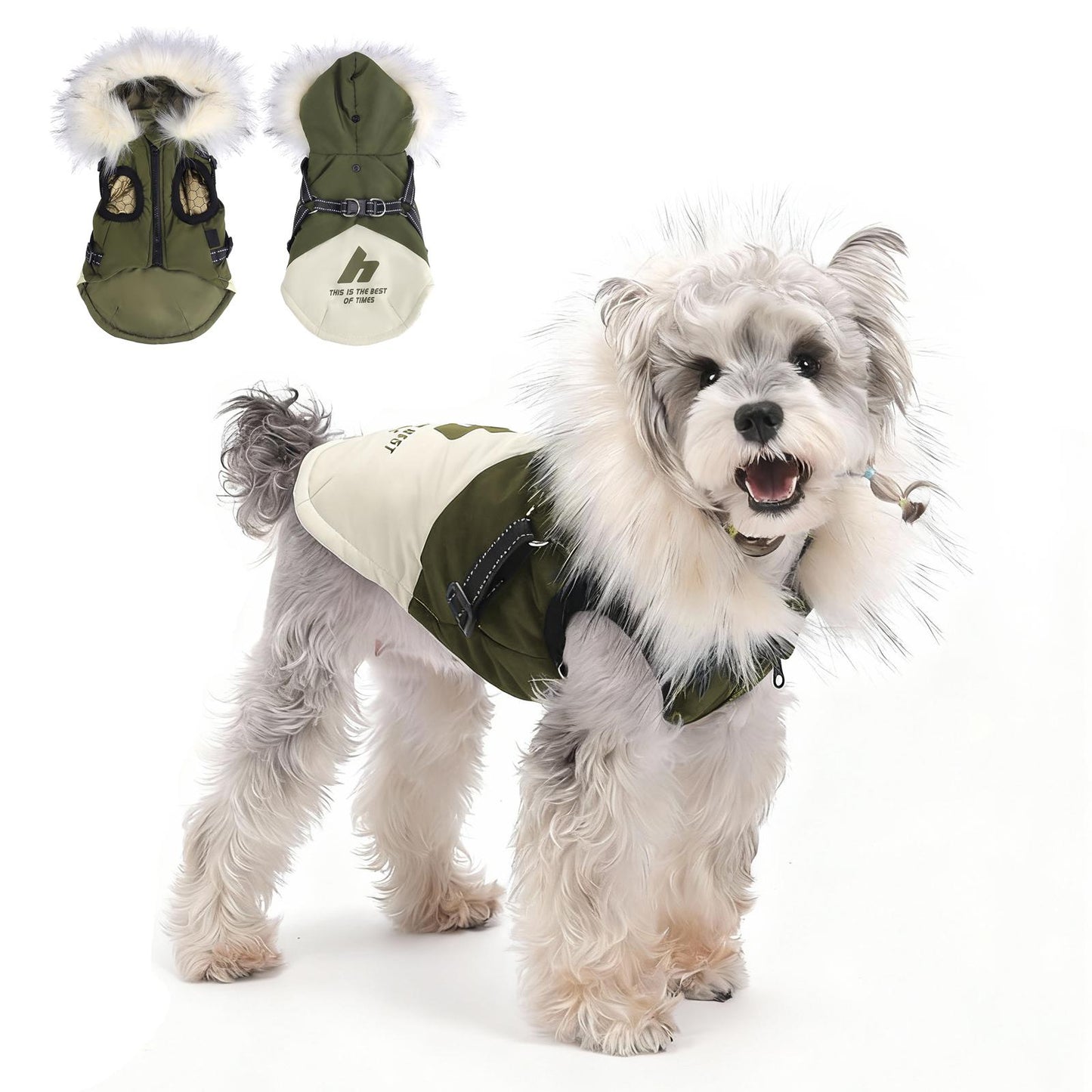 Winter Dog Jacket with Hood, Warm Fleece-Lined Pet Coat, Waterproof Windproof Dog Vest for Small Dogs, Outdoor Cold Weather Puppy Clothes