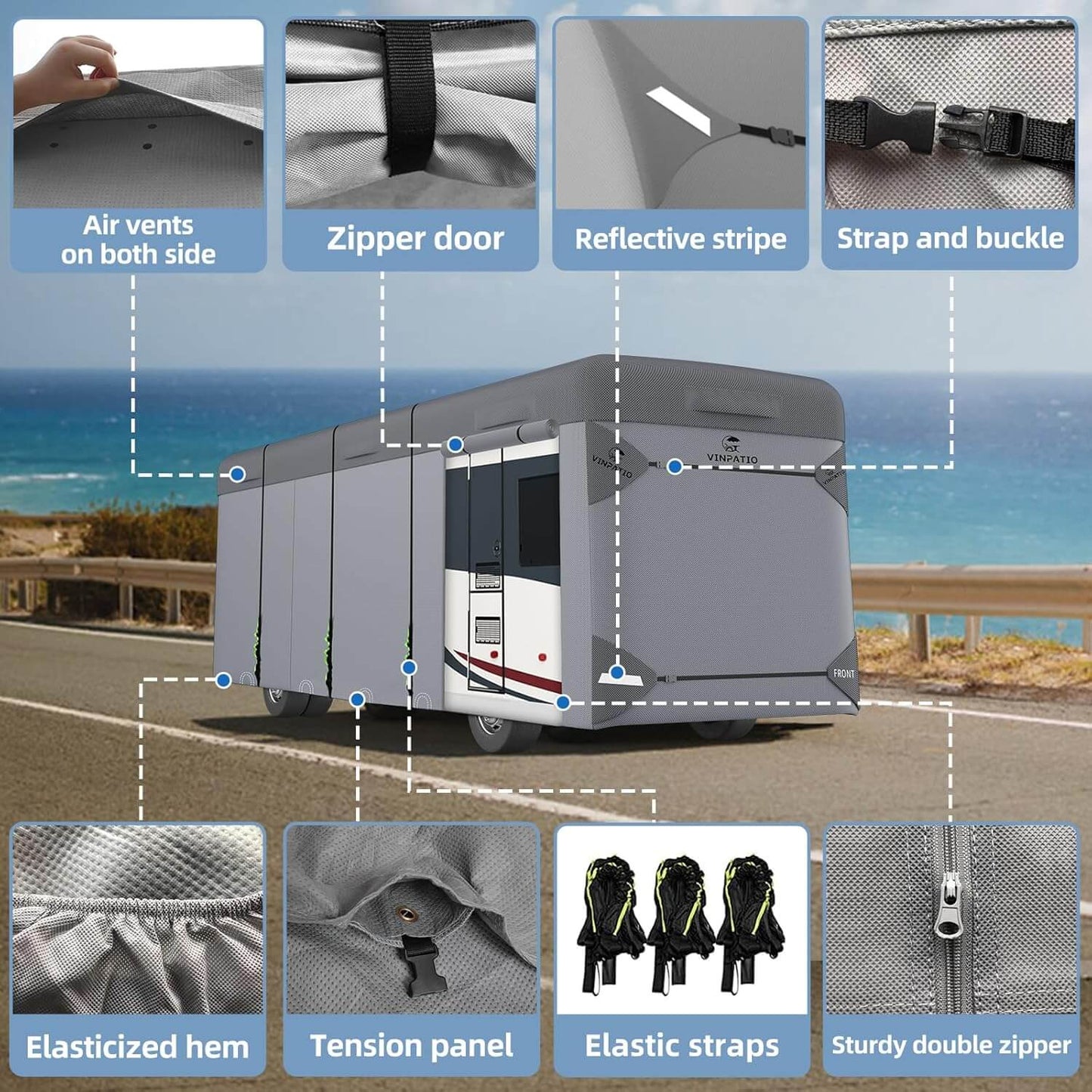 Class A RV Cover Motorhome Heavy Duty Windproof Cover