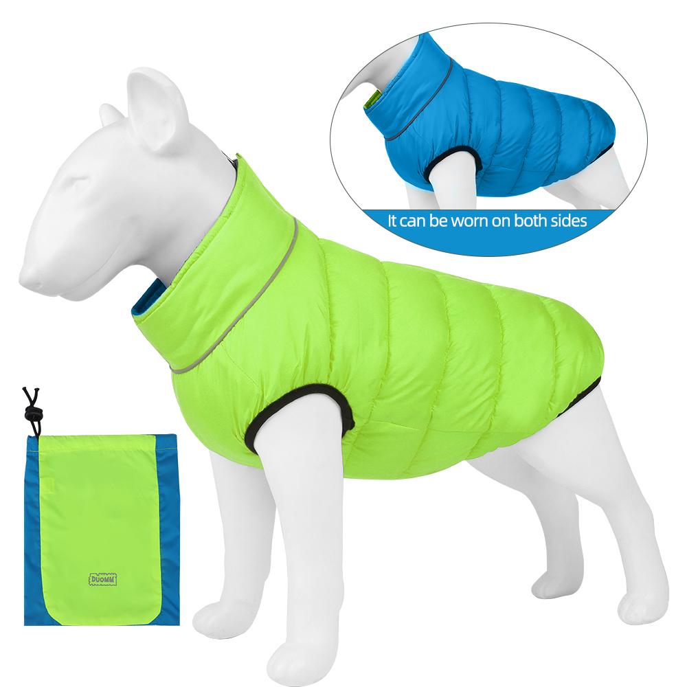 Winter Reflective Dog Jacket | Reversible Waterproof Warm Puppy Coat | Thick Padded Pet Clothes