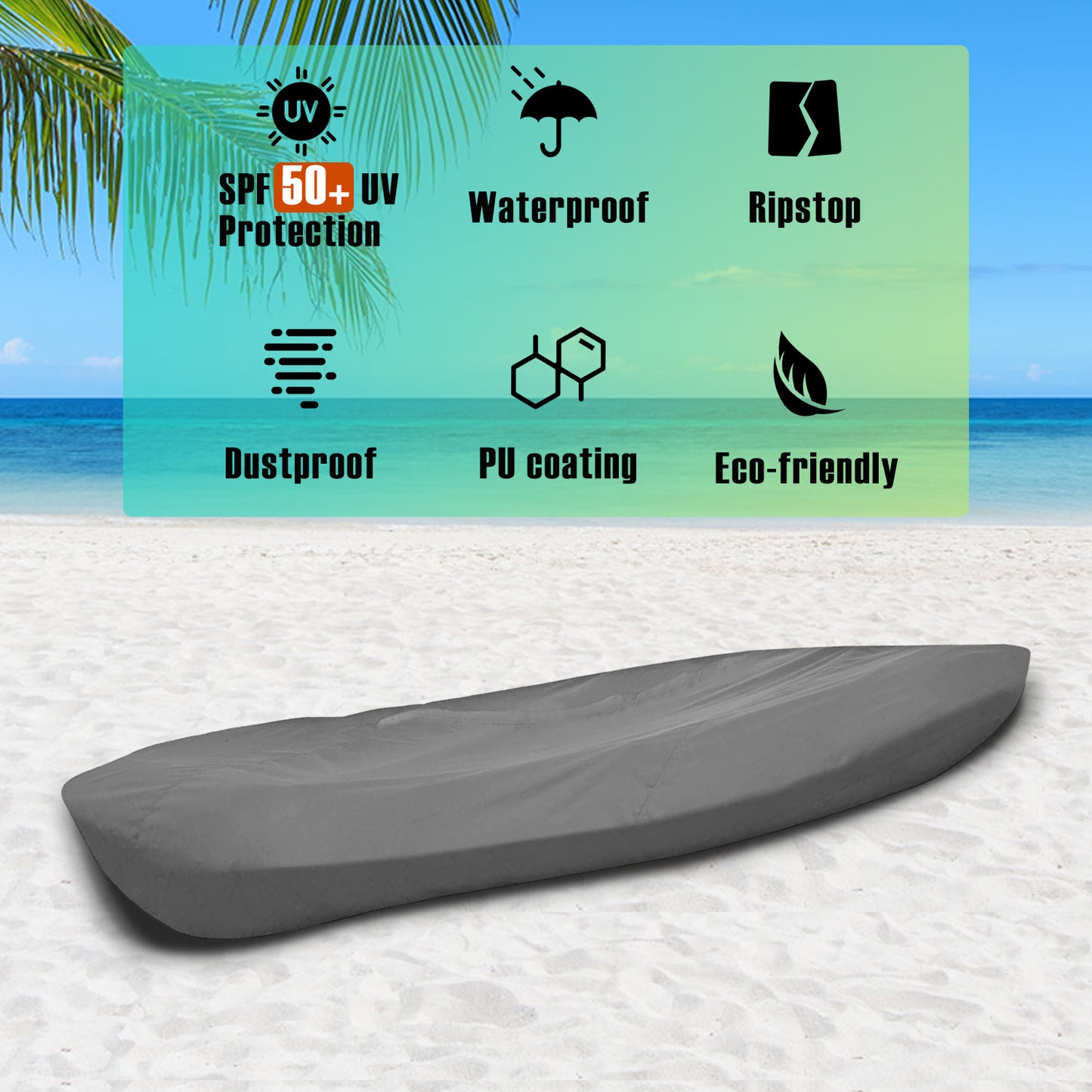 VINPATIO Kayak Cover Canoe Cover for Indoor and Outdoor Storage, Fits for 10ft - 18ft Kayak or Canoe, 100% Waterproof, 600D Solution-dyed Polyester Fabric