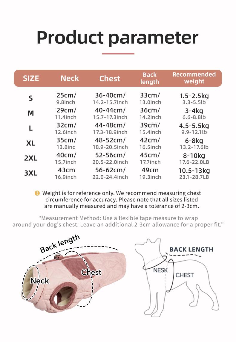 Autumn Winter Dog Vest, Warm Puppy Coat for Small Dogs & Cats, Soft Padded Pet Jacket for Teddy, Bichon, Chihuahua