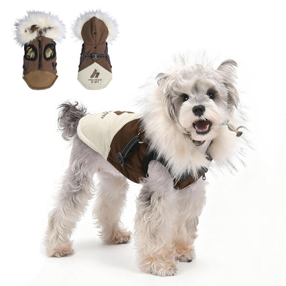 Winter Dog Jacket with Hood, Warm Fleece-Lined Pet Coat, Waterproof Windproof Dog Vest for Small Dogs, Outdoor Cold Weather Puppy Clothes
