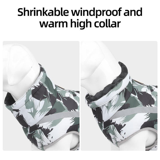 Reflective Dog Winter Jacket | Warm Waterproof Pet Coat for Large Dogs | Thick Outdoor Dog Clothes