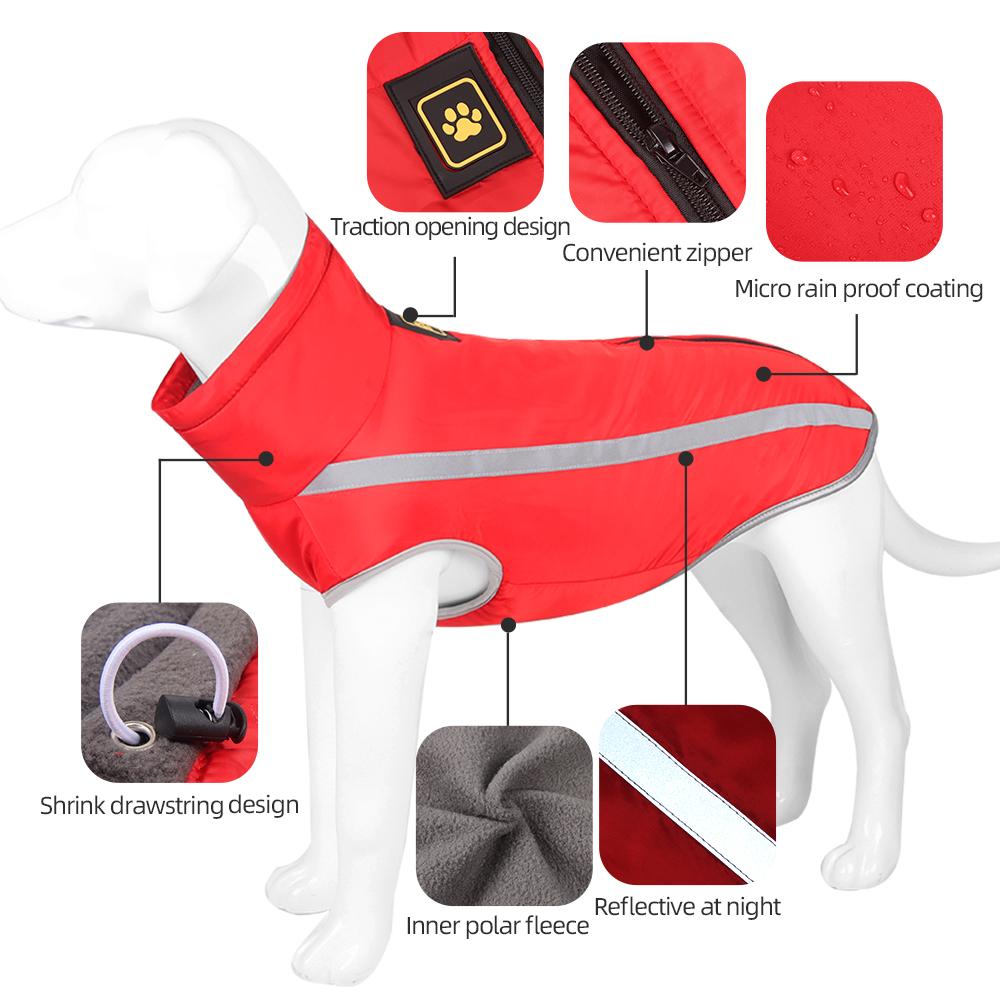 Reflective Dog Jacket Winter Warm Waterproof Coat for Large Dogs