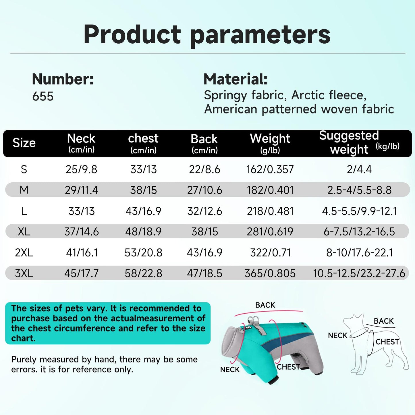 Winter Warm Reflective Dog Coat  Thick Padded Pet Jacket with Harness for Small Dogs