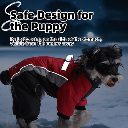 Winter Warm Reflective Dog Coat  Thick Padded Pet Jacket with Harness for Small Dogs