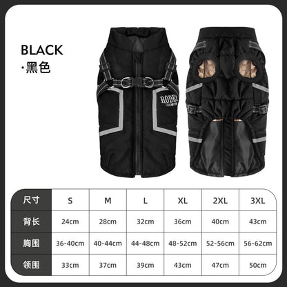 Winter Dog Jacket with Harness, Warm Padded Dog Coat for Small Dogs, Waterproof Outdoor Puppy Puffer, Thick Cold Weather Pet Clothes Outfits