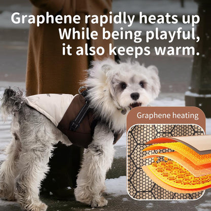 Winter Dog Jacket with Hood, Warm Fleece-Lined Pet Coat, Waterproof Windproof Dog Vest for Small Dogs, Outdoor Cold Weather Puppy Clothes