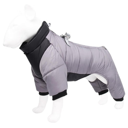 Winter Dog Jacket Waterproof Reflective Pet Snowsuit Warm Thick Four Leg Dog Coat Costume Outfits