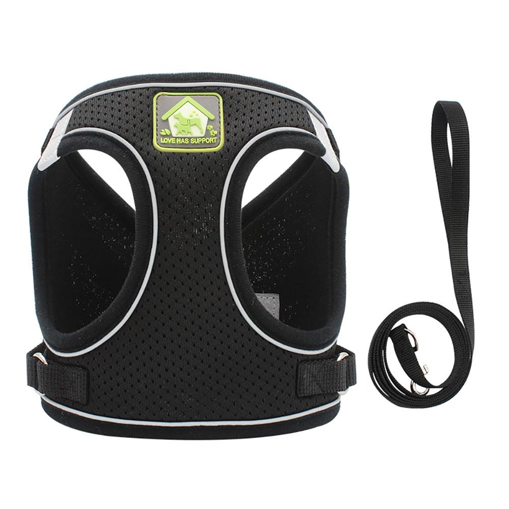 Adjustable Pet Vest Harness | Lightweight, Breathable & Secure with Velcro + Buckle, Reflective Strips & Leash Clip