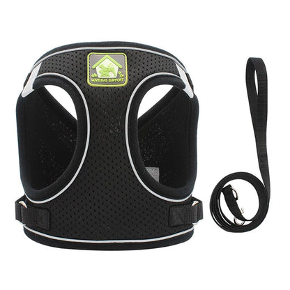 Adjustable Pet Vest Harness | Lightweight, Breathable & Secure with Velcro + Buckle, Reflective Strips & Leash Clip