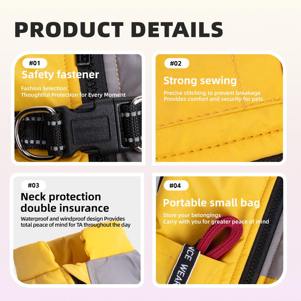 Graphene Heated Dog Jacket Reflective Winter Pet Coat with Leash Hole Waterproof Breathable Warm Dog Vest for Small Dogs Adjustable Safety Harness Universal Harness