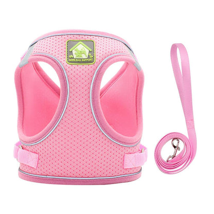 Adjustable Pet Vest Harness | Lightweight, Breathable & Secure with Velcro + Buckle, Reflective Strips & Leash Clip