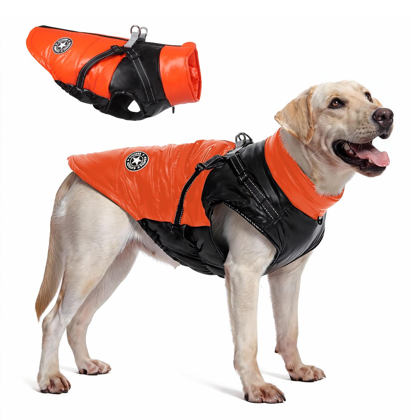 Reflective Warm Dog Jacket, Shiny Thick Dog Coat for Fall & Winter, Padded Pet Clothes for Cold Weather