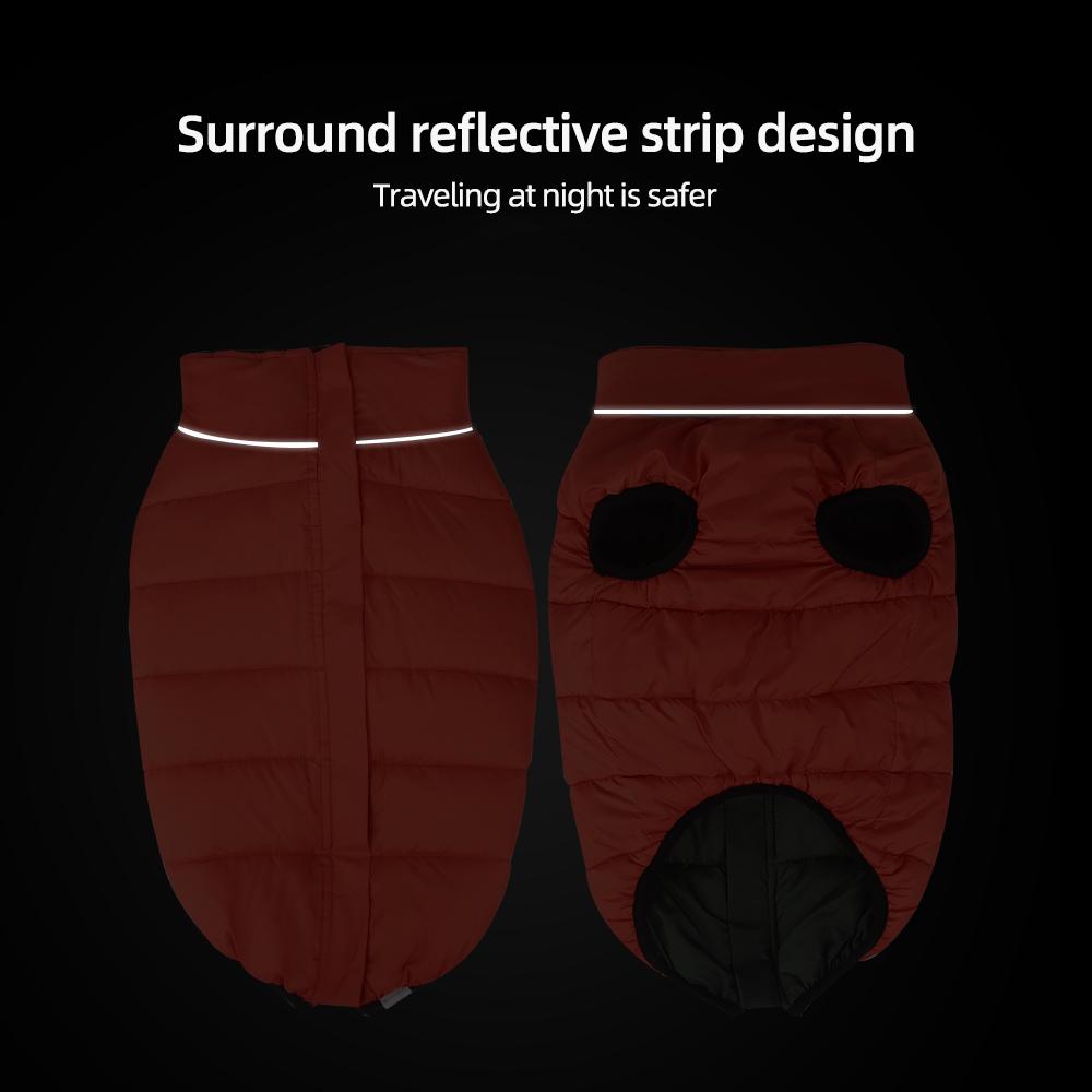 Winter Reflective Dog Jacket | Reversible Waterproof Warm Puppy Coat | Thick Padded Pet Clothes