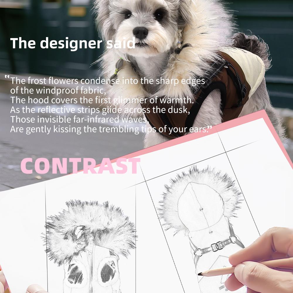 Winter Dog Jacket with Hood, Warm Fleece-Lined Pet Coat, Waterproof Windproof Dog Vest for Small Dogs, Outdoor Cold Weather Puppy Clothes