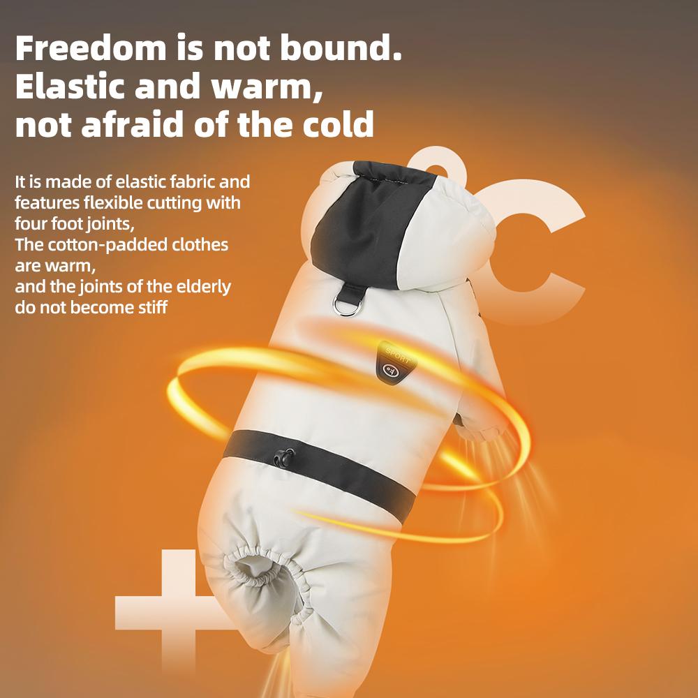 Winter Warm Dog Jumpsuit, Waterproof Graphene Hooded Dog Coat, Thick Padded Pet Snowsuit for Small Dogs, Color Block Design