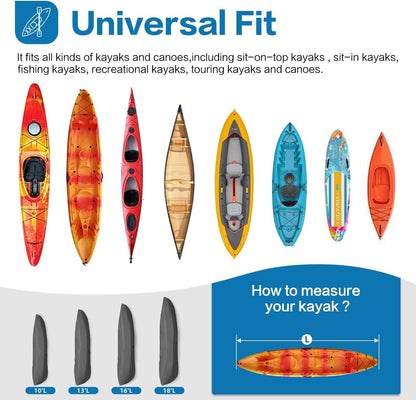 VINPATIO Kayak Cover Canoe Cover for Indoor and Outdoor Storage, Fits for 10ft - 18ft Kayak or Canoe, 100% Waterproof, 600D Solution-dyed Polyester Fabric