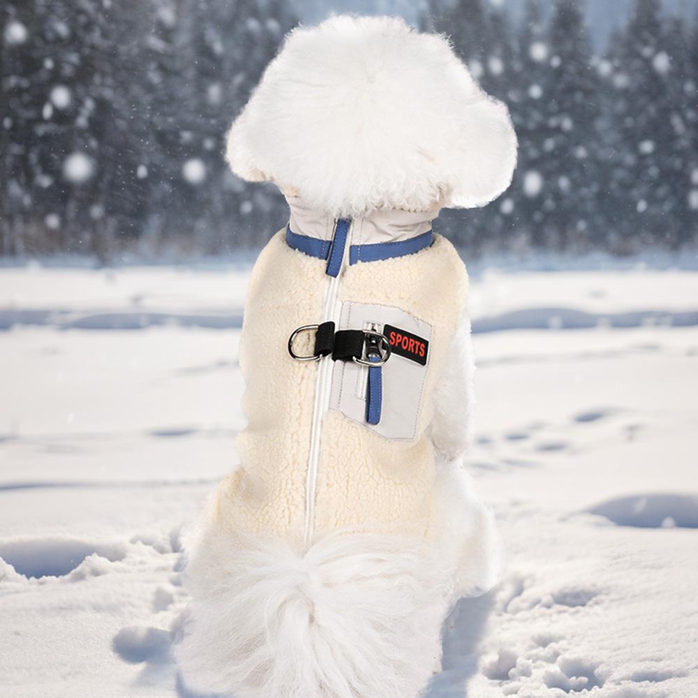 New Fleece Dog Jacket, Leash-Accessible Warm Cloud-Feel Coat, Thick Soft Winter Outfit for Small Dogs, Korean Style Pet Clothes