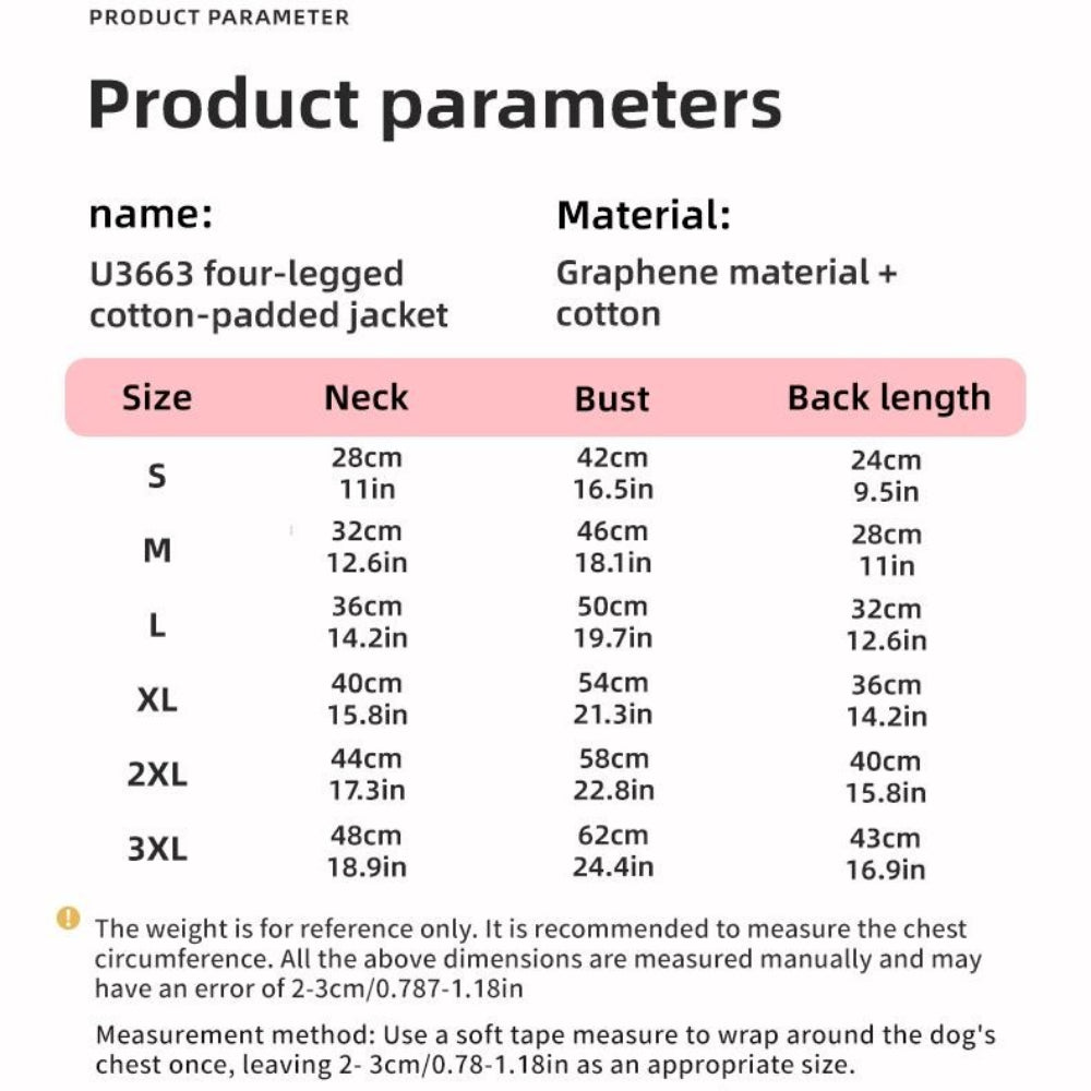 Waterproof Warm Dog Jumpsuit, Graphene Heated Winter Pet Coat, Windproof Four-Leg Dog Outfit with Leash Ring for Small Dogs