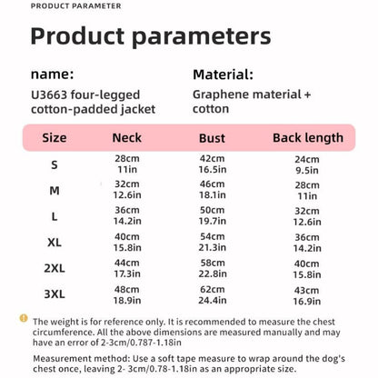 Waterproof Warm Dog Jumpsuit, Graphene Heated Winter Pet Coat, Windproof Four-Leg Dog Outfit with Leash Ring for Small Dogs