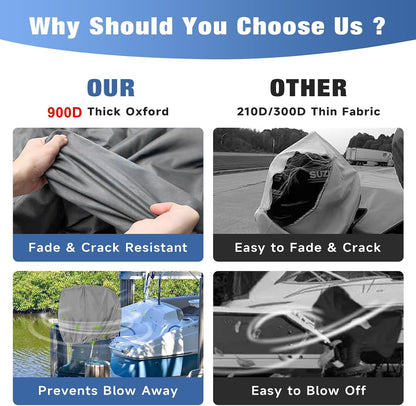 900D Outboard Motor Cover, Waterproof Heavy Duty Solution-Dyed Fabric for All-Weather Protection