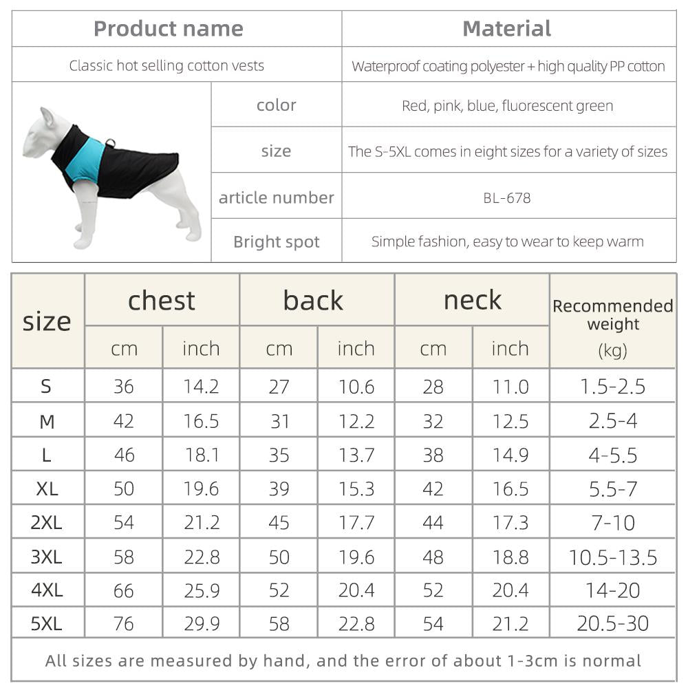 Waterproof Warm Dog Jacket, Thick Winter Coat for Large Dogs, Padded Pet Clothes for Cold Weather