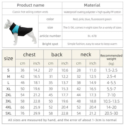 Waterproof Warm Dog Jacket, Thick Winter Coat for Large Dogs, Padded Pet Clothes for Cold Weather