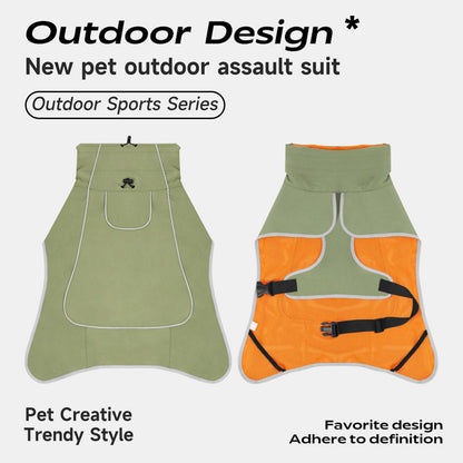 Large Dog Waterproof Windbreaker Warm Windproof Outdoor Jacket for All Seasons with Fleece Lining