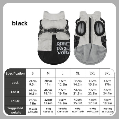 Autumn Winter Dog Jacket, Reflective Harness Padded Vest, Thick Warm Pet Coat for Small Dogs, Easy On/Off