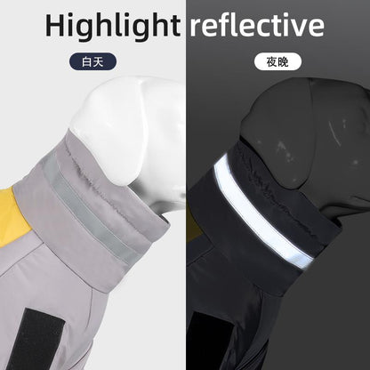 Winter Warm Dog Jacket for Large Dogs Waterproof Reflective Padded Pet Coat