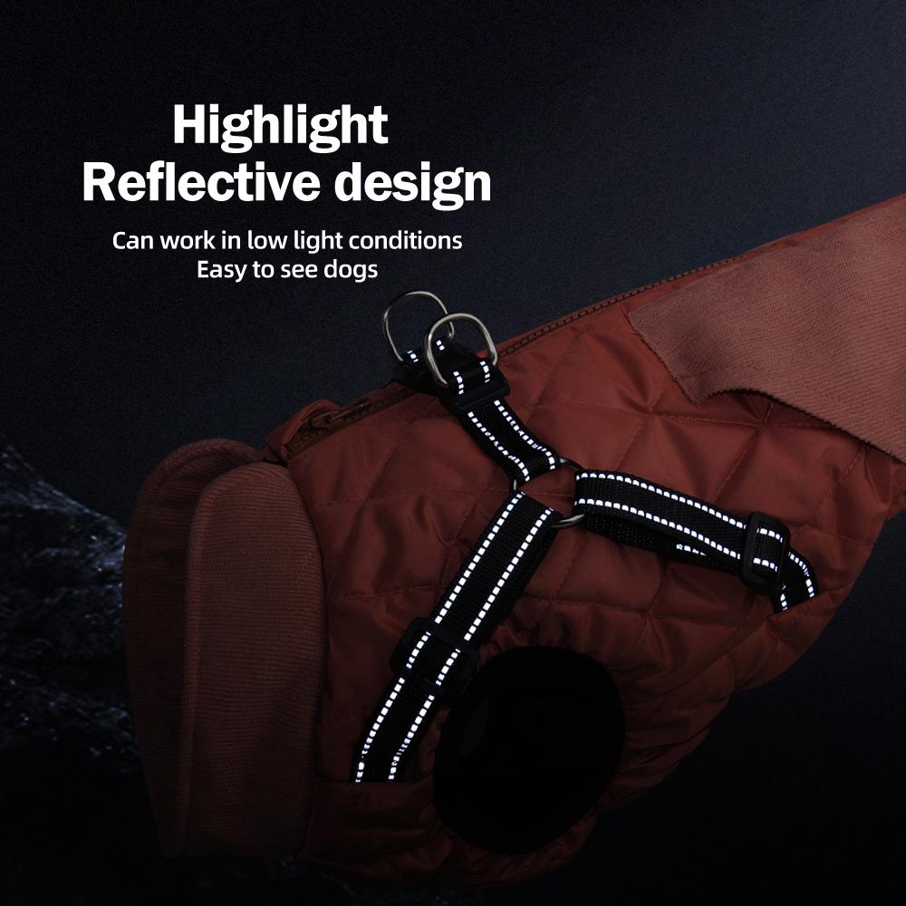 Leash-Friendly Warm Dog Jacket for Small Dogs, Thick PP Cotton Padded Puffer Coat, Back-Opening Easy On/Off Dog Winter Outfit