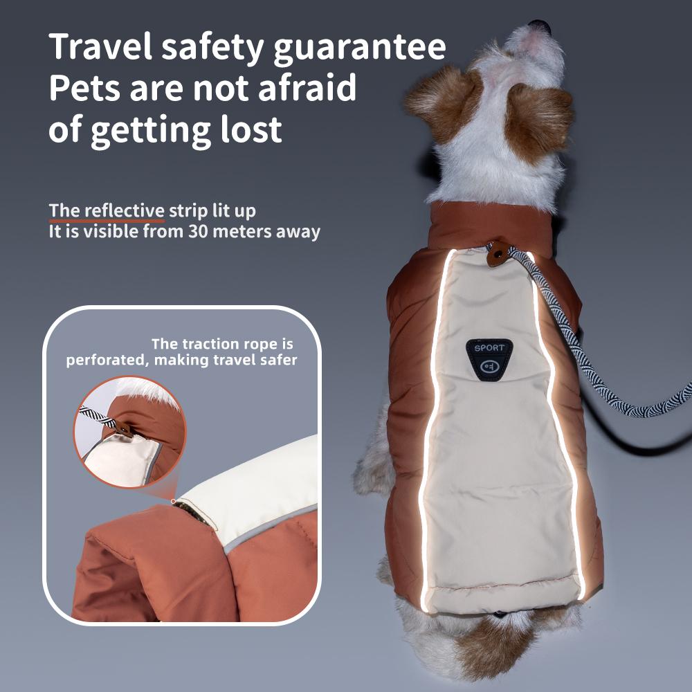 Winter Graphene Dog Puffer Jacket, Color Block Warm Pet Coat, Stand Collar Down Vest for Small Dogs