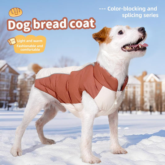Winter Graphene Dog Puffer Jacket, Color Block Warm Pet Coat, Stand Collar Down Vest for Small Dogs