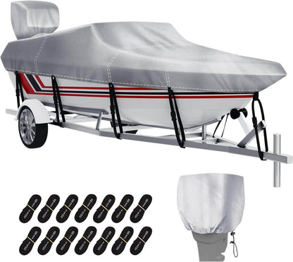 V-HULL Boat Cover Fits For Bass Boat Waterproof 600D Fabric