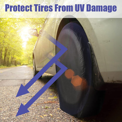 Vinpatio 4 Pack Rough Vinyl Tire Covers, Waterproof Wheel Protectors with Soft Lining for RV Travel Trailer Camper Motorhome SUV and Truck
