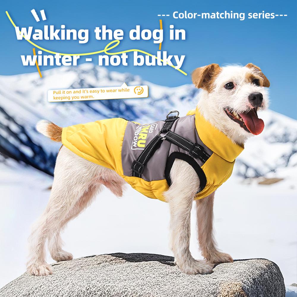 Graphene Heated Dog Jacket Reflective Winter Pet Coat with Leash Hole Waterproof Breathable Warm Dog Vest for Small Dogs Adjustable Safety Harness Universal Harness