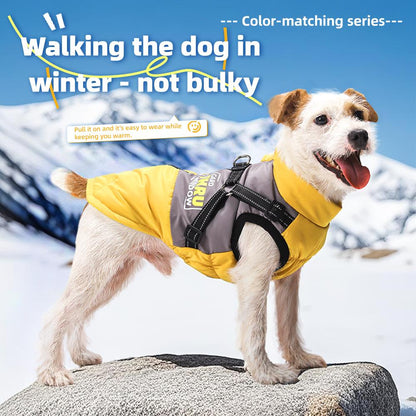 Graphene Heated Dog Jacket Reflective Winter Pet Coat with Leash Hole Waterproof Breathable Warm Dog Vest for Small Dogs Adjustable Safety Harness Universal Harness