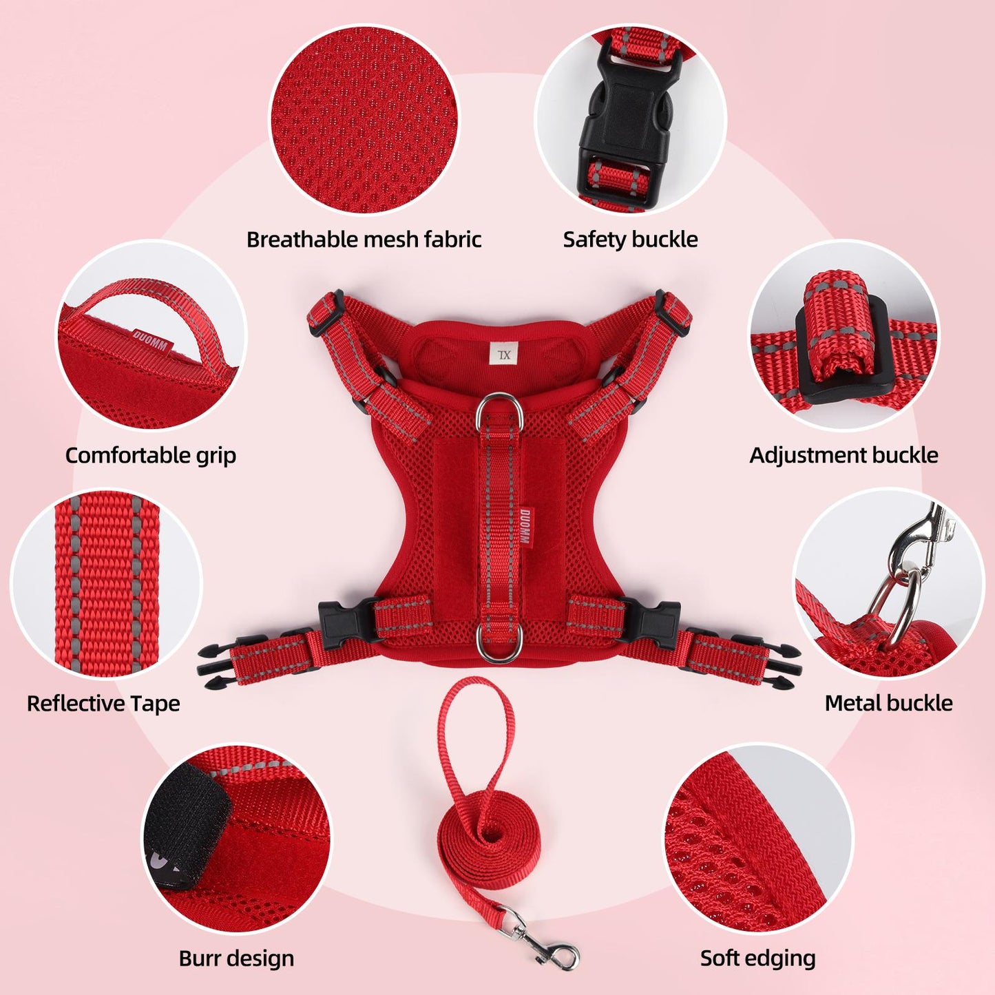 Reflective Pet Vest Harness for Dogs & Cats — Soft, Breathable, Comfortable Adjustable Harness