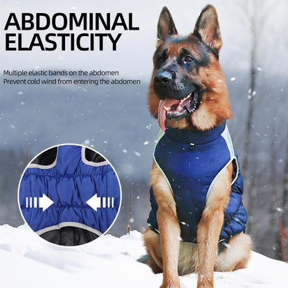 Winter Warm Reflective Dog Jacket for Large Dogs — Waterproof, Windproof, Thick Pet Coat