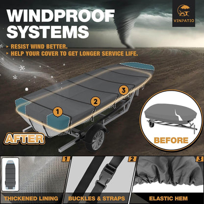 Jon Boat Cover 600D Solution-Dyed Oxford FabricHeavy Duty Trailerable Jon Boat Cover