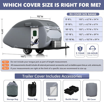 7 Layer Teardrop Trailer Camper RV Cover Duty Cover