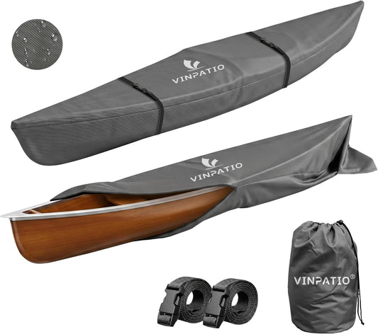 VINPATIO Kayak Cover Canoe Cover for Indoor and Outdoor Storage, Fits for 10ft - 18ft Kayak or Canoe, 100% Waterproof, 600D Solution-dyed Polyester Fabric