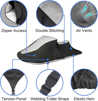 Jet Ski Cover VINPATIO 600D Trailerable Jetski Cover Heavy Duty Waterproof PWC Cover